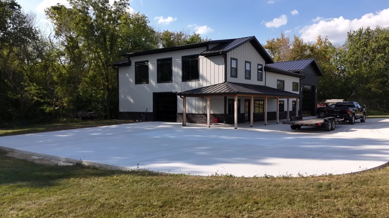 New concrete driveway installation by professional contractors in Wake Forest, NC
