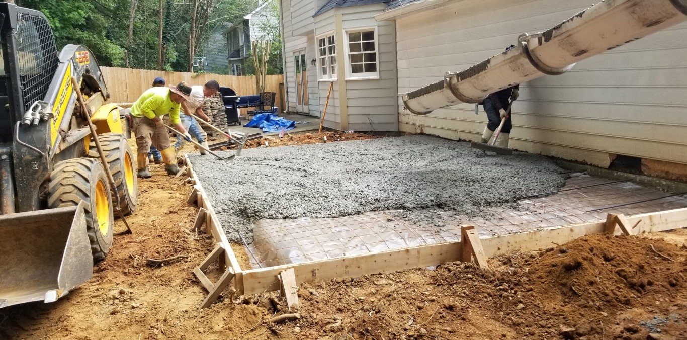 Concrete walkway and flatwork installation for residential properties in Wake Forest, NC